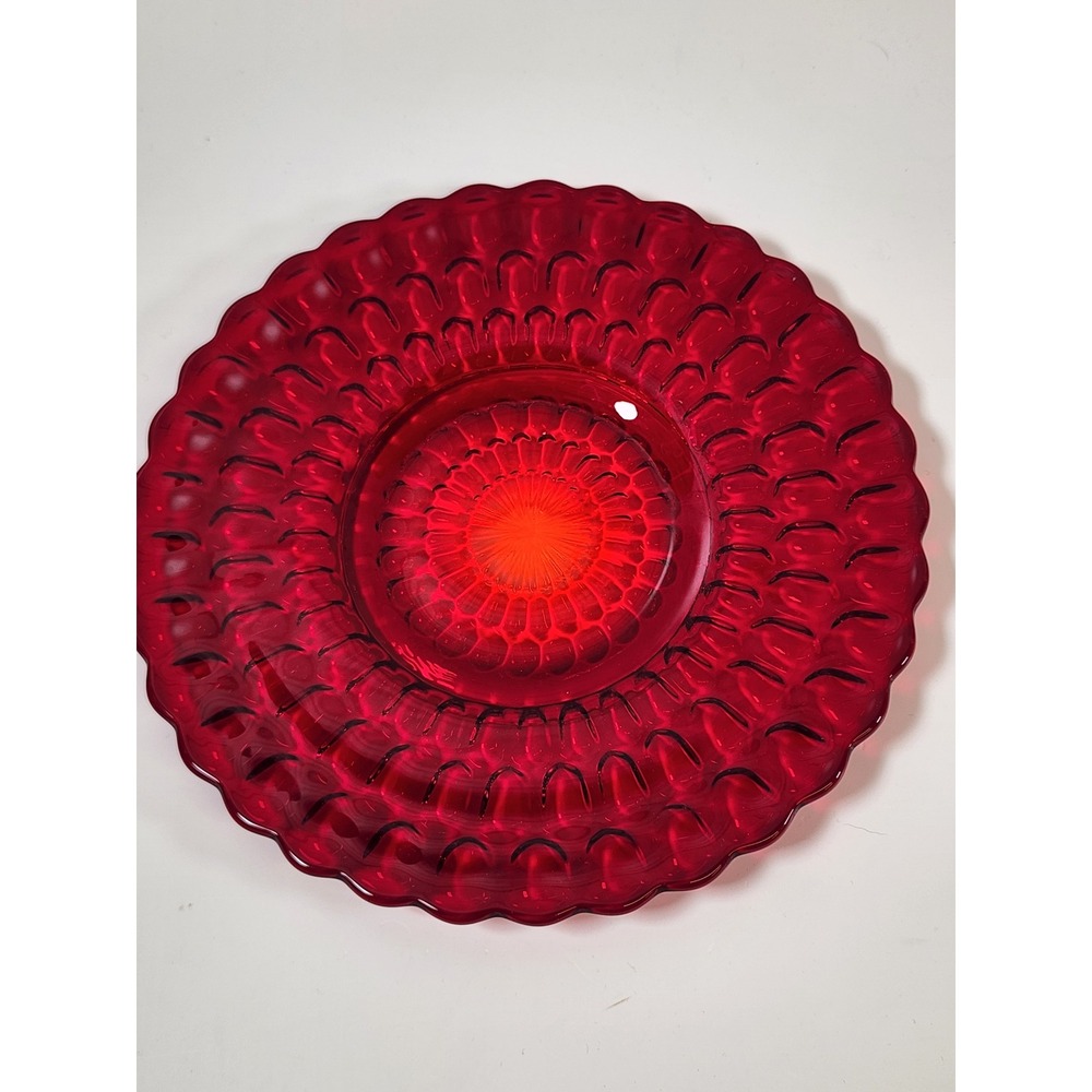 Vintage Ruby Red Glassware Set 6pc Red Vintage Goblets and Plate Excellent - Picture 2 of 8